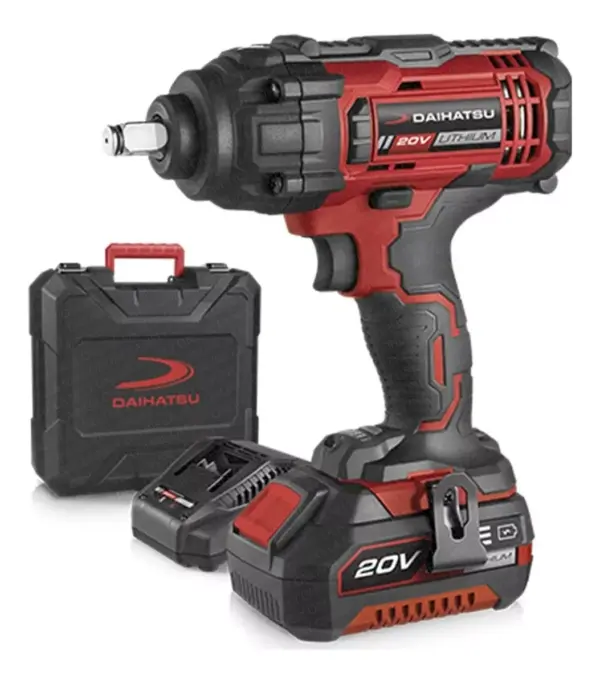 Llave impacto inalambrica 20v 1/2 cuadrante 400 Nm maletín con batería 4,0 Ah y cargador DAIHATSU