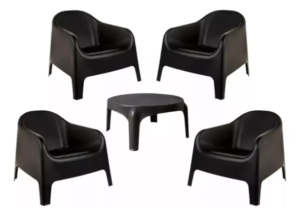 Set de 4 Sillones Skarpo Garden Life Ecologicos + Mesa Sunset Negra