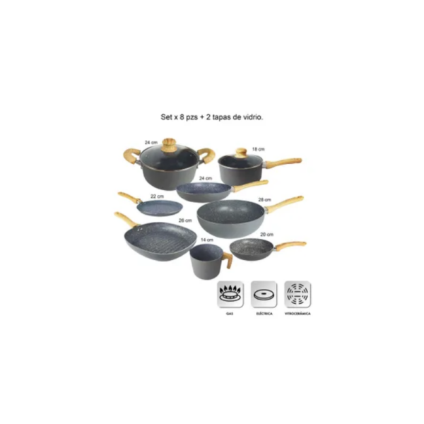 Set 8 Piezas Hudson Bateria Granito Antiadherente Ceramico - Image 2