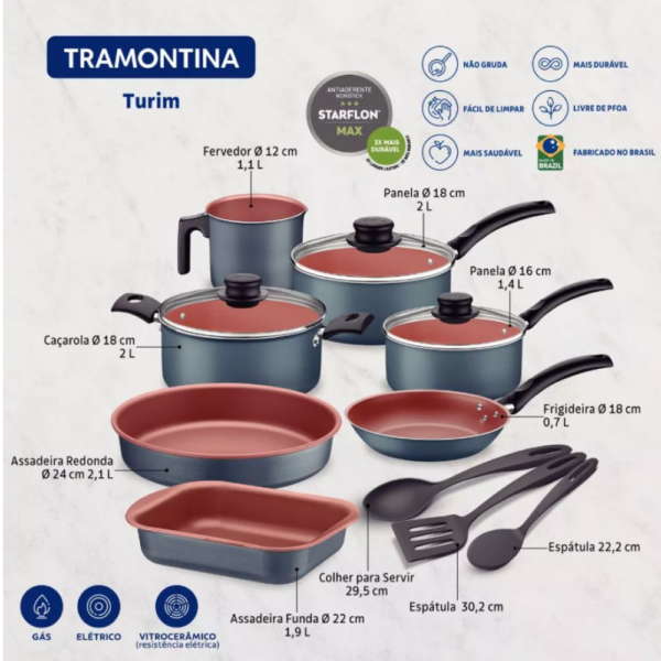 Batería de Cocina Tramontina Turim 10 Piezas 20298/614 Negro - Image 3