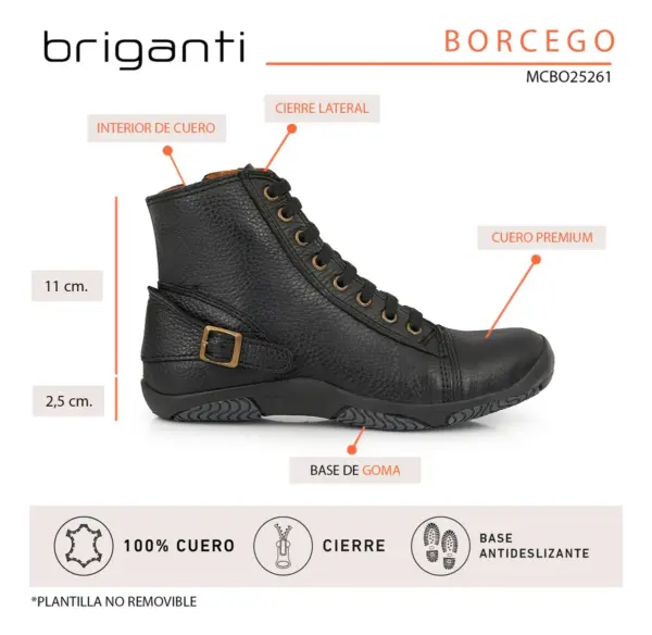 Borcego Mujer Cuero Bota Botineta Zapatilla Briganti Calin - Image 8