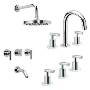 Griferia Set Lavatorio Bidet Ducha Baño Peirano Adra 90-166 Color Cromado